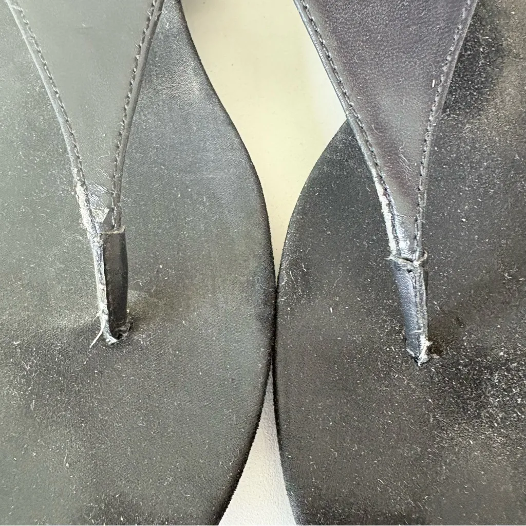 Ralph Lauren Women’s Black Pu Leather Sling Back Thong Sandals Size 8 - Image 6