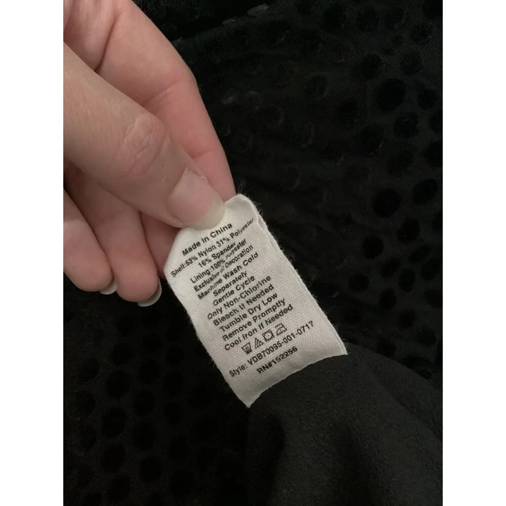 Avec Les Filles Dress Womens XS Sheer Velvet Polka Dot Tie Collar Mini Party - Image 7