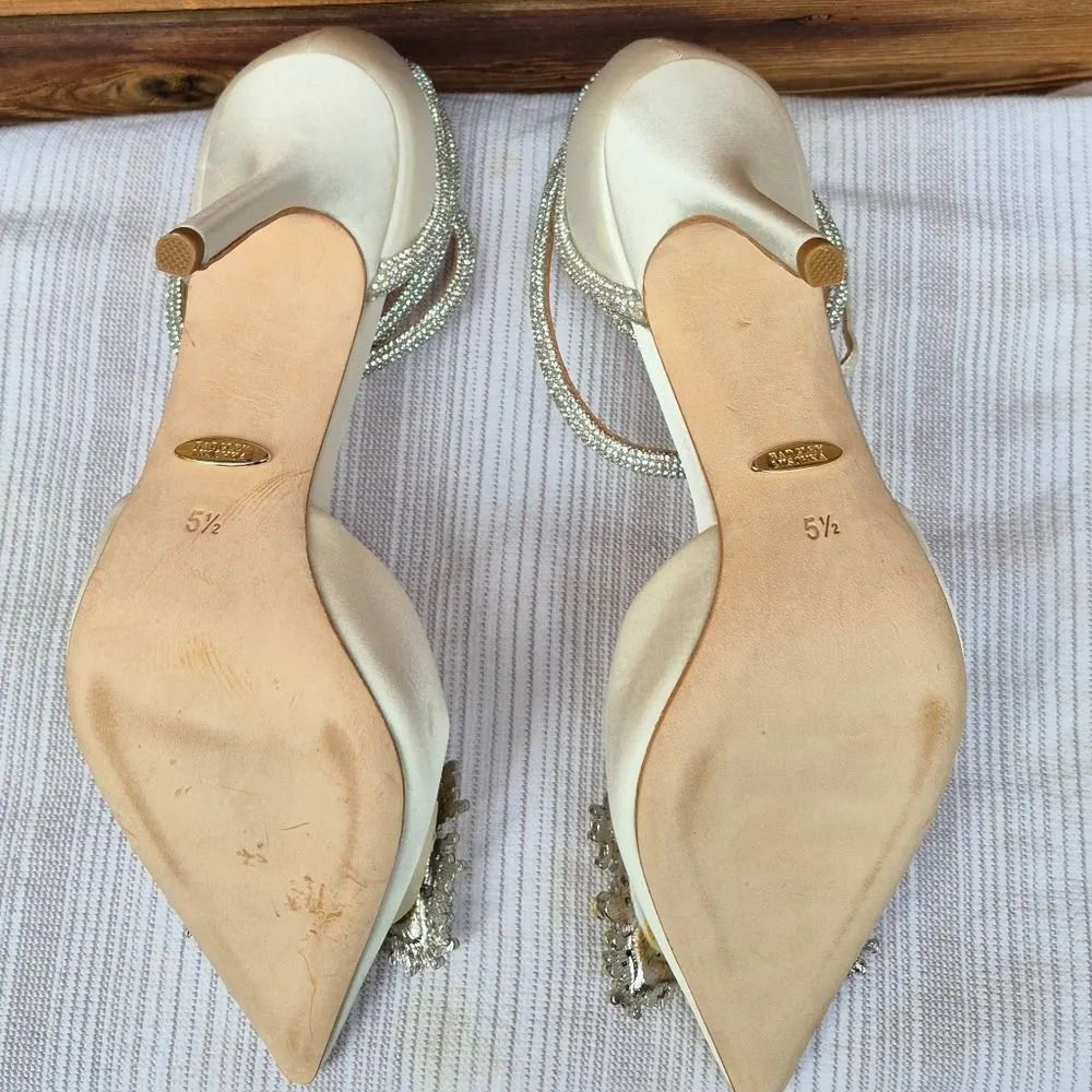 Badgley MISCHKA Saint Elegant Heels Shoes White Size 5.5 - Image 12
