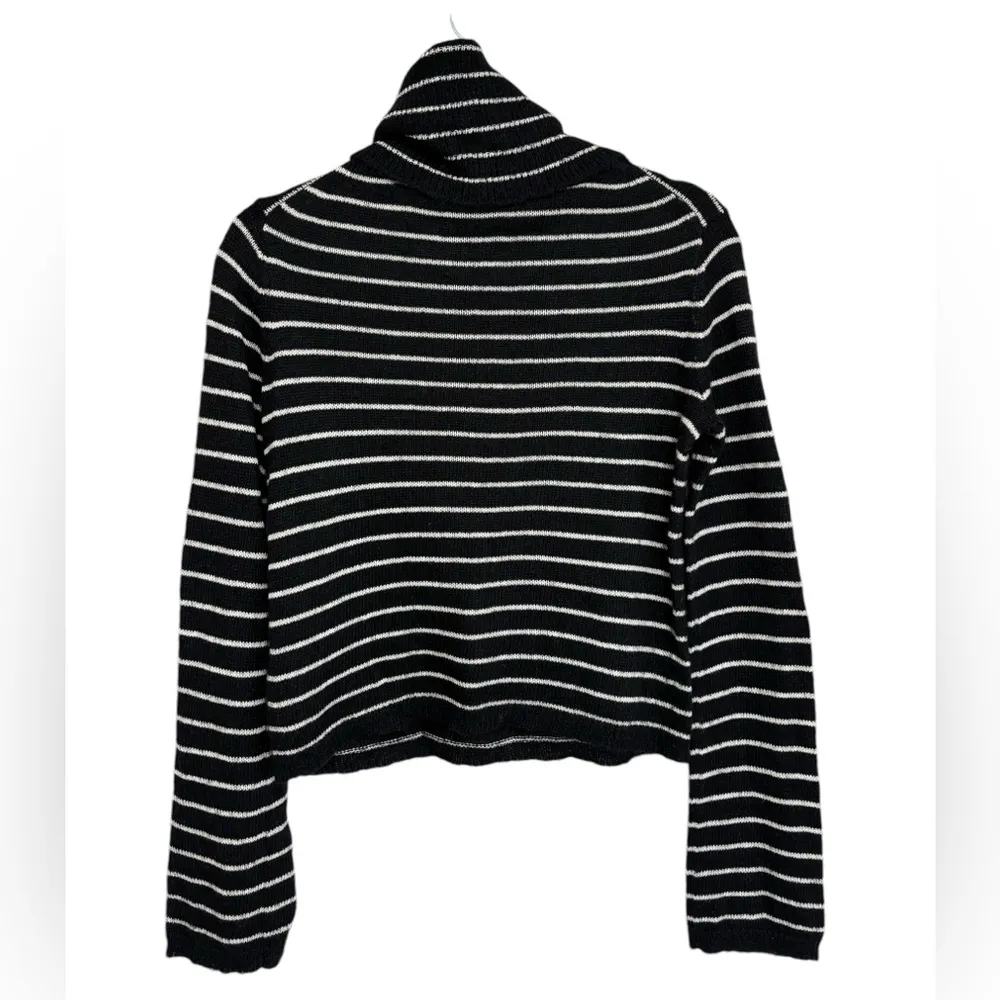 Allsaints Marty Roll Neck Sweater Mohair Blend Black and White Stripe - Size XS - Image 4