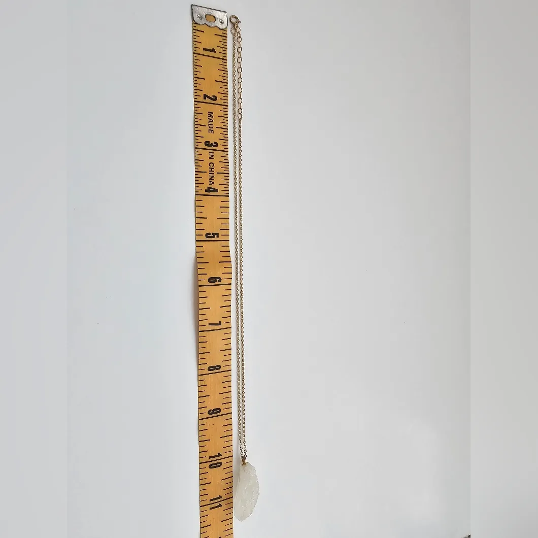 Raw Moonstone Gold Tone Metal Pendant Necklace - Image 4