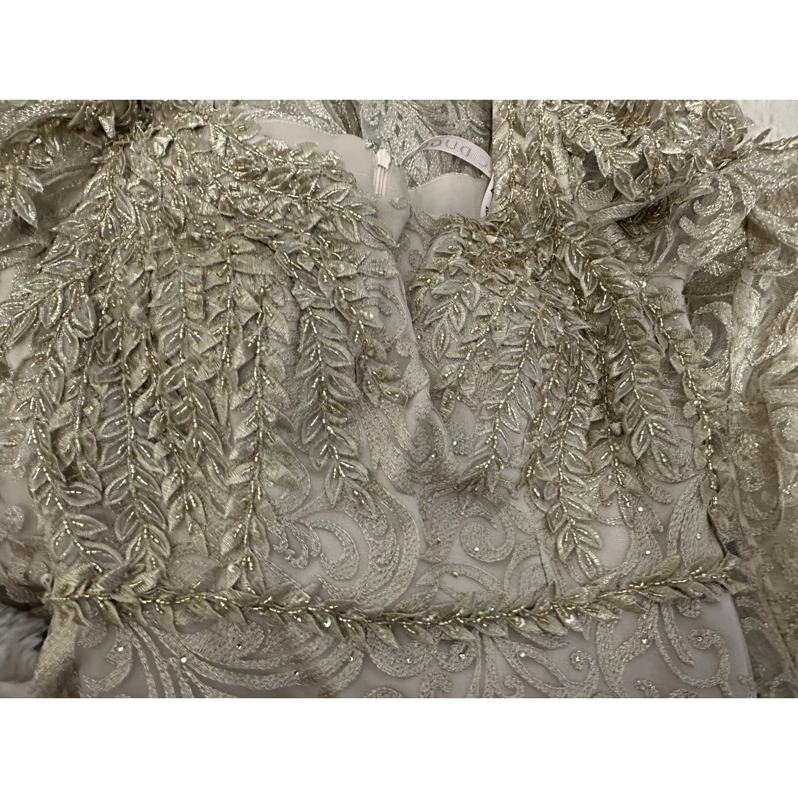 Mac Duggal 11187 Sz 6 Gold Embroidered Lace Appliqué Trumpet FLAW NWD - Image 12