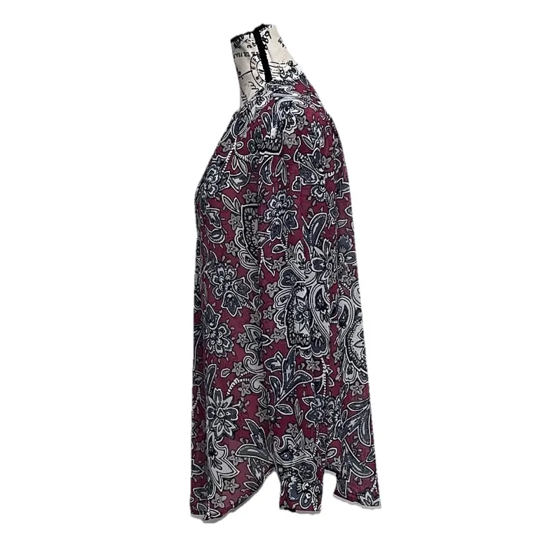 LOFT Paisley Sheer Tunic Blouse Womens Medium Boho Hippie Coastal Beach Fairy - Image 4