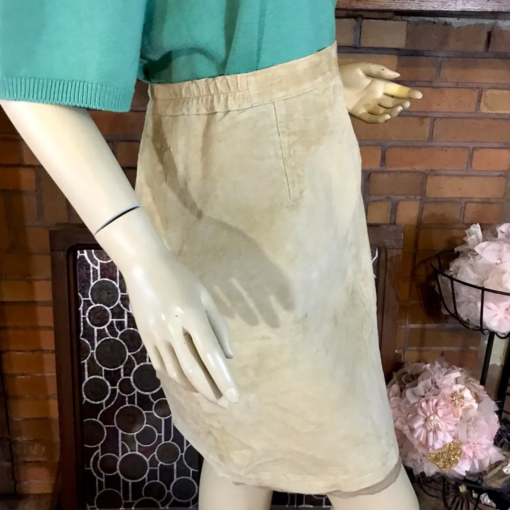 HUNT CLUB BEIGE GENUINE SUEDE SKIRT (18) - Image 3