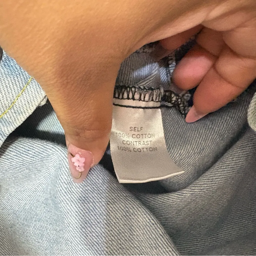 Fate Denim Bomber Jacket Light Wash Blue Size L Casual Oversized Style Size L - Image 6