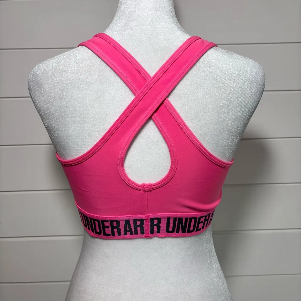 Under Armour hot pink  Mid Crossback Support compression Sports‎ Bra Size L - Image 2