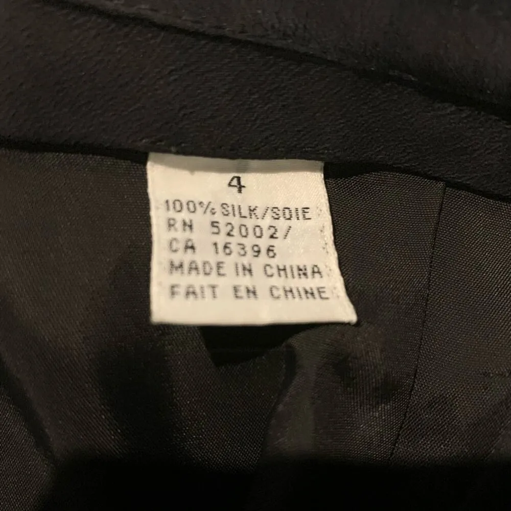 Black 100% Silk Pleated Waist Skirt Sz 4 P - Image 6