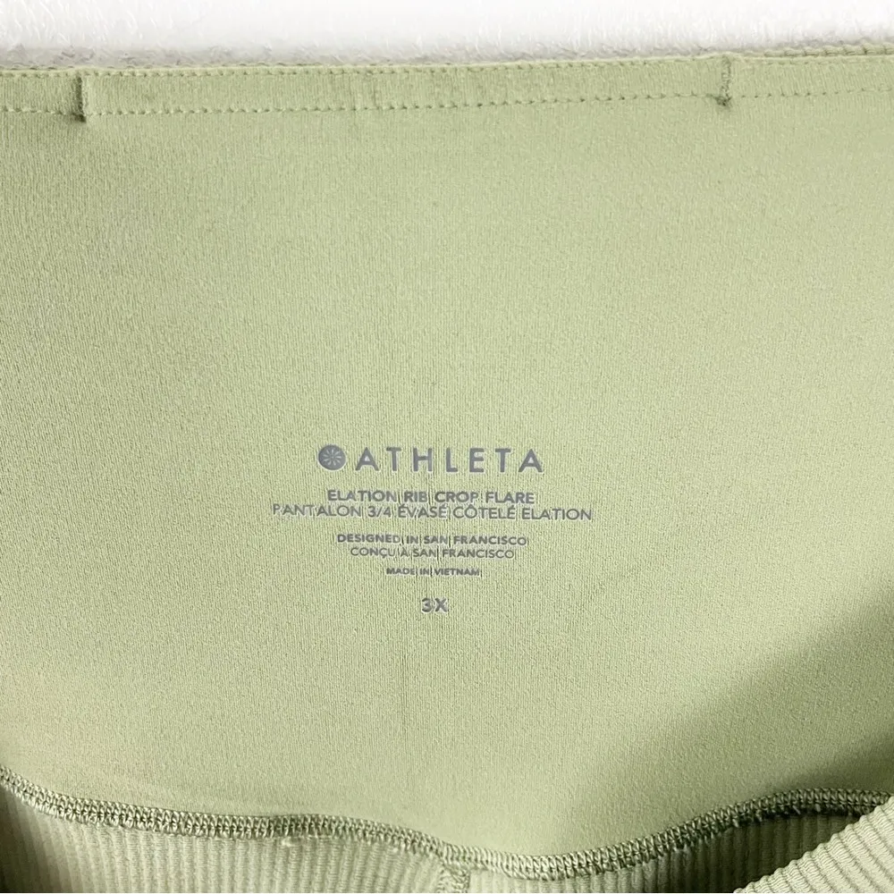 ATHLETA Elation Rib Crop Flare High Rise Green Athleisure Pants, Size 3X - Image 9