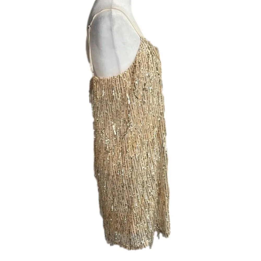 Sadie & Sage gold sequin tassel cocktail dress w/ adjustable straps NWT - Image 4