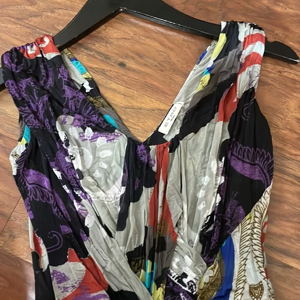 ETRO Milano Baroque Printed Stretch Dress Blue - Image 4