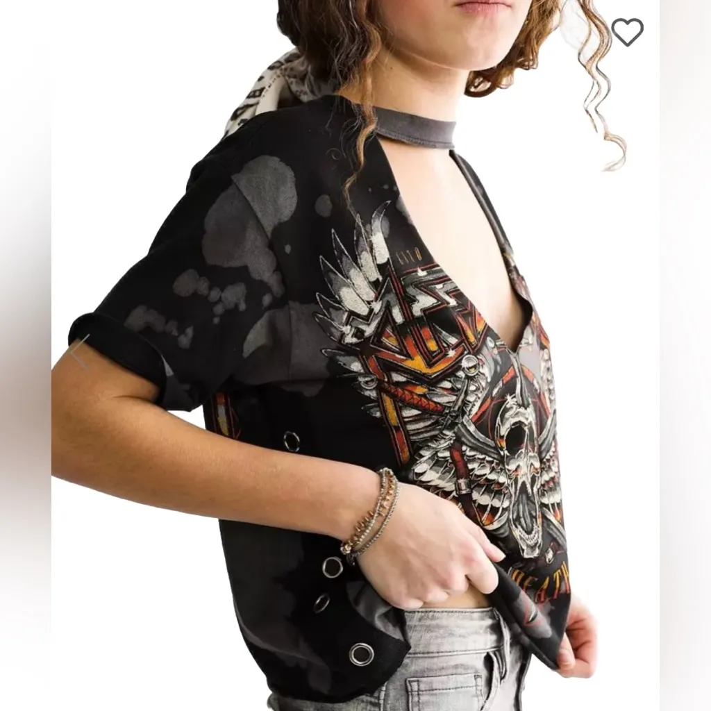 Affliction Setlist Cut-Out Women’s Black T-Shirt Size Medium - Image 4