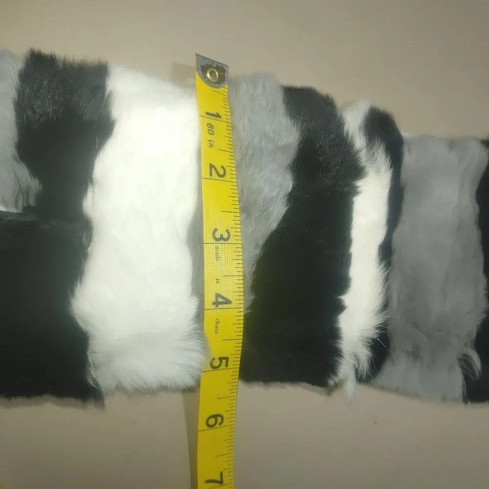 Love Token Scarf Black White Grey Kathleen Rabbit Pull Through OS Rex Rabbit Fur - Image 9