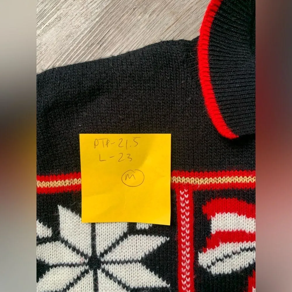 VTG Cricket Lane Holiday Christmas Poinsettia Funky Sweater Red Black Size S M Size M - Image 7