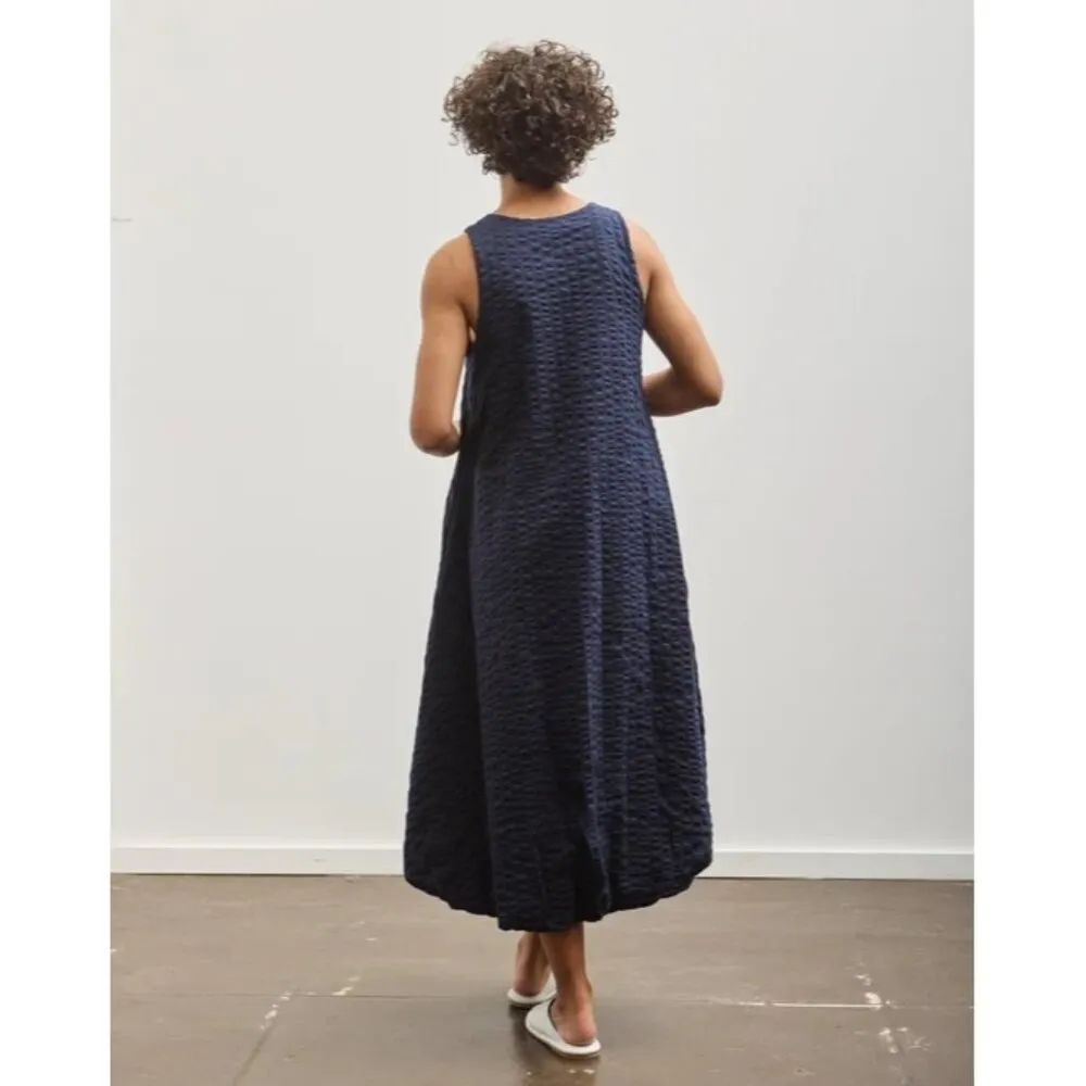 NWT Black Crane Parachute Midi in Navy Blue Textured Cotton Tank Dress XS - Image 3
