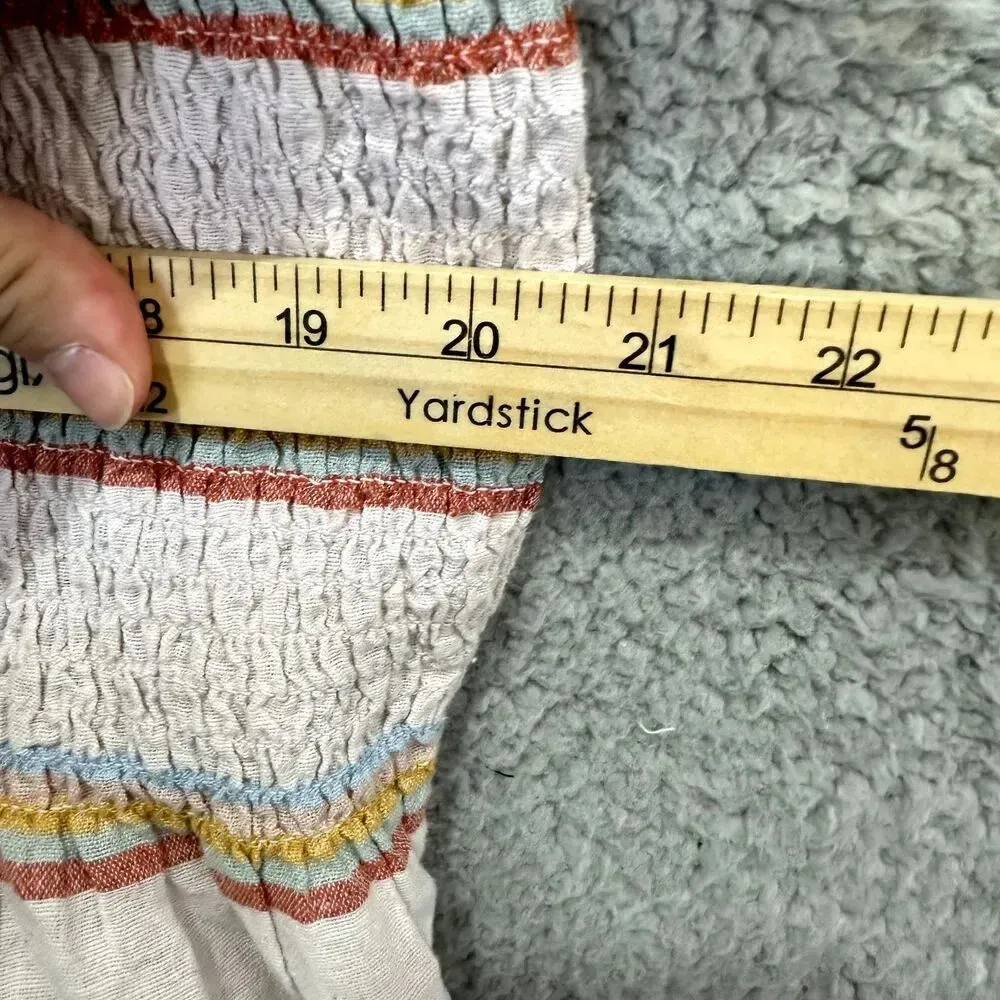 American Eagle top womens XXL pink striped babydoll‎ smocked boho western kawaii - Image 4