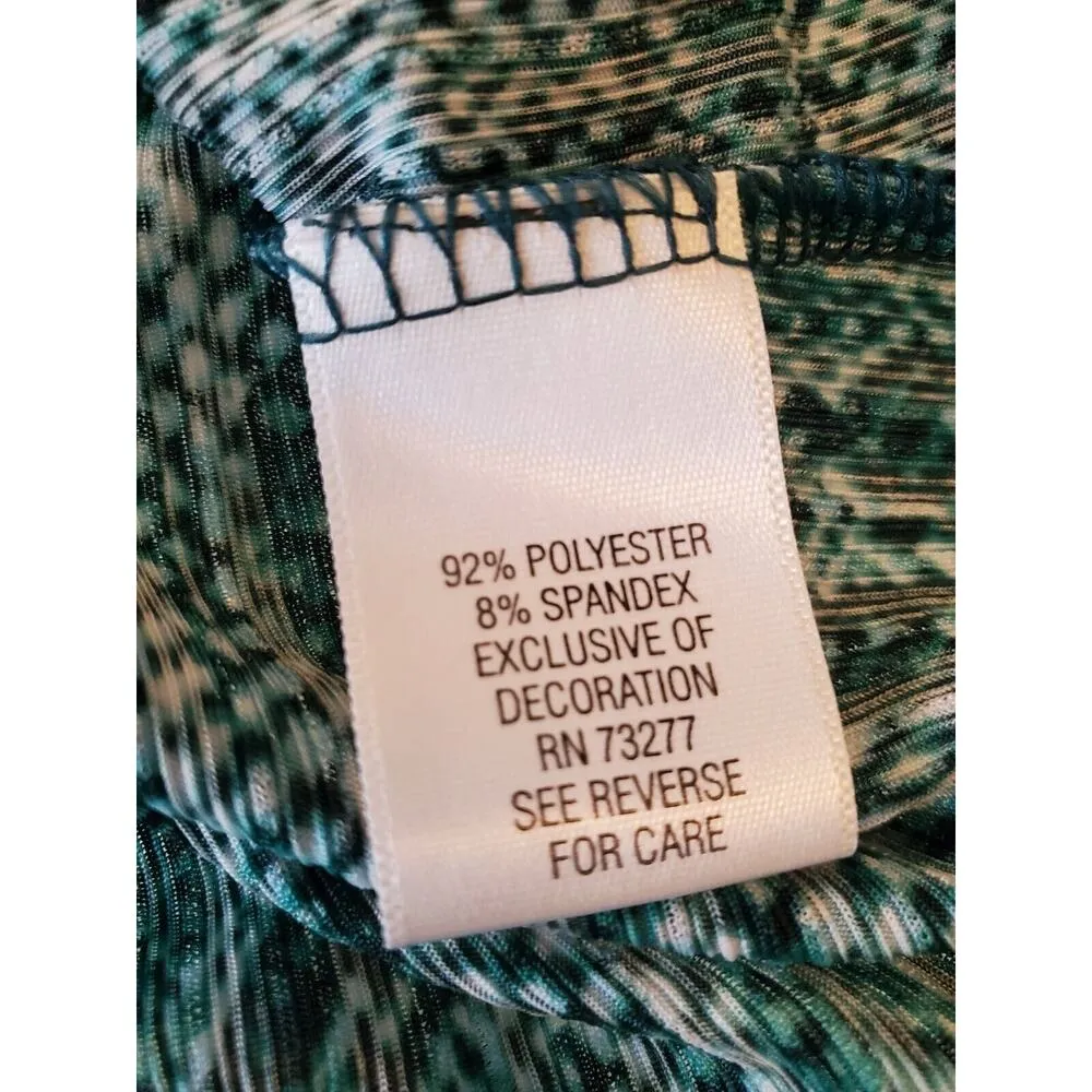 Dana Buchman Women's Green Polyester V-Neck Long Sleeve Top Blouse Size Small - Image 9