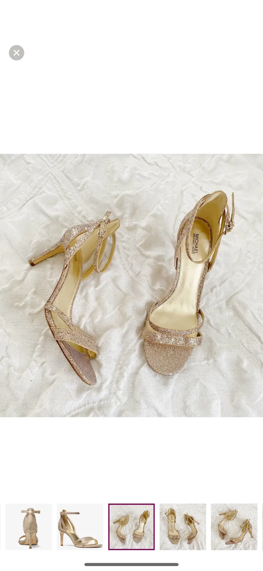 Michael Kors Women's Kimberly Mesh Glitter Sandal, Gold and Sand, 6.5 M - Image 2