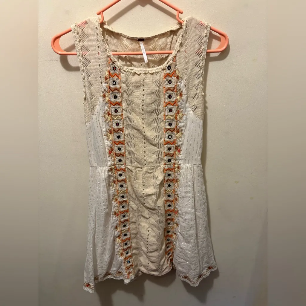 Free People Water Lily mirror red mini dress crochet‎ size 2 lined - Image 3