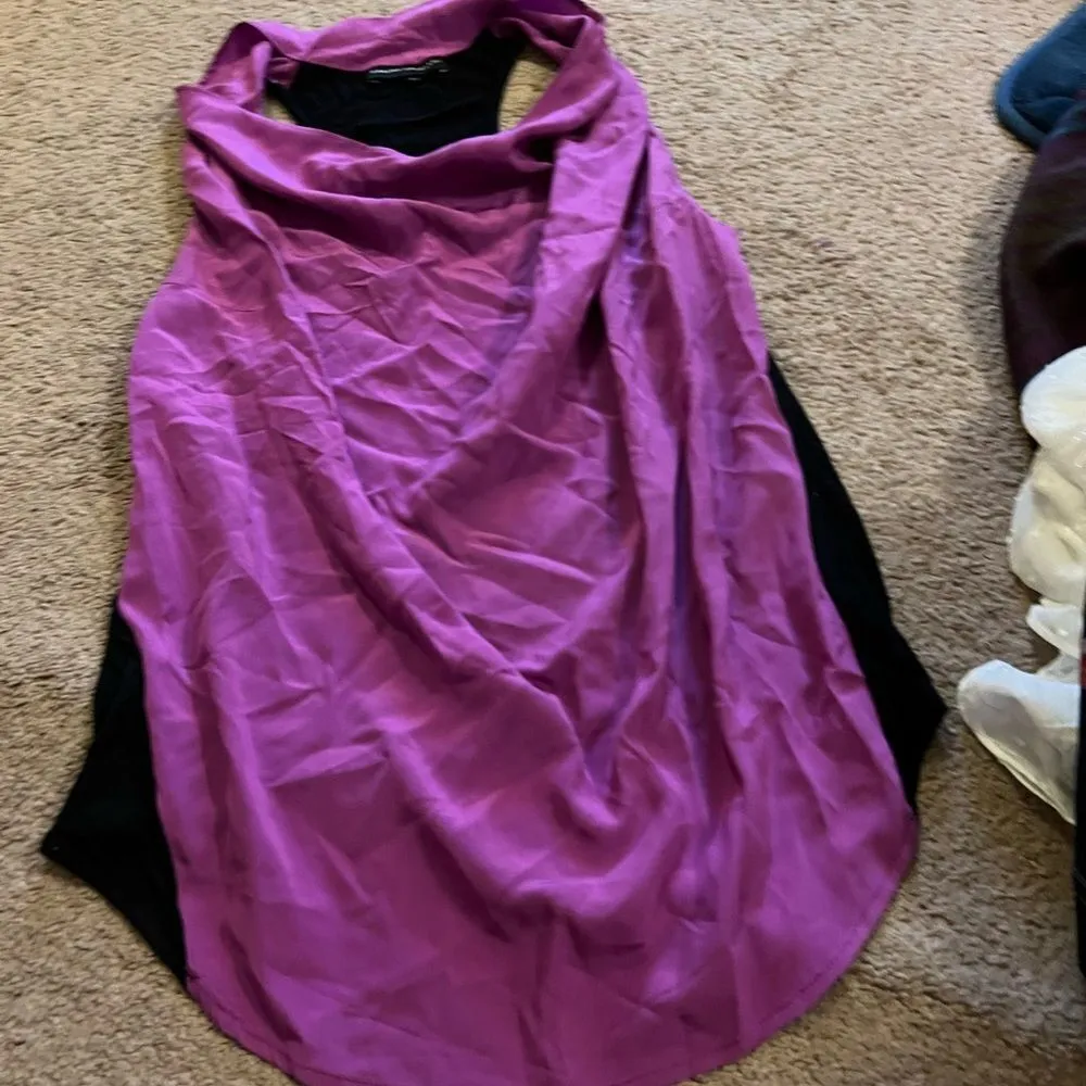 Karina grimaldi purple silk blouse small - Image 3