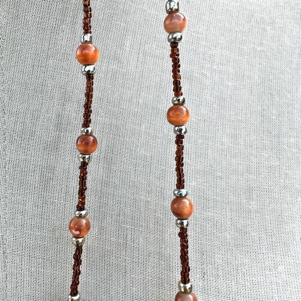 Carnelian Orange beaded pendant necklace - Image 5
