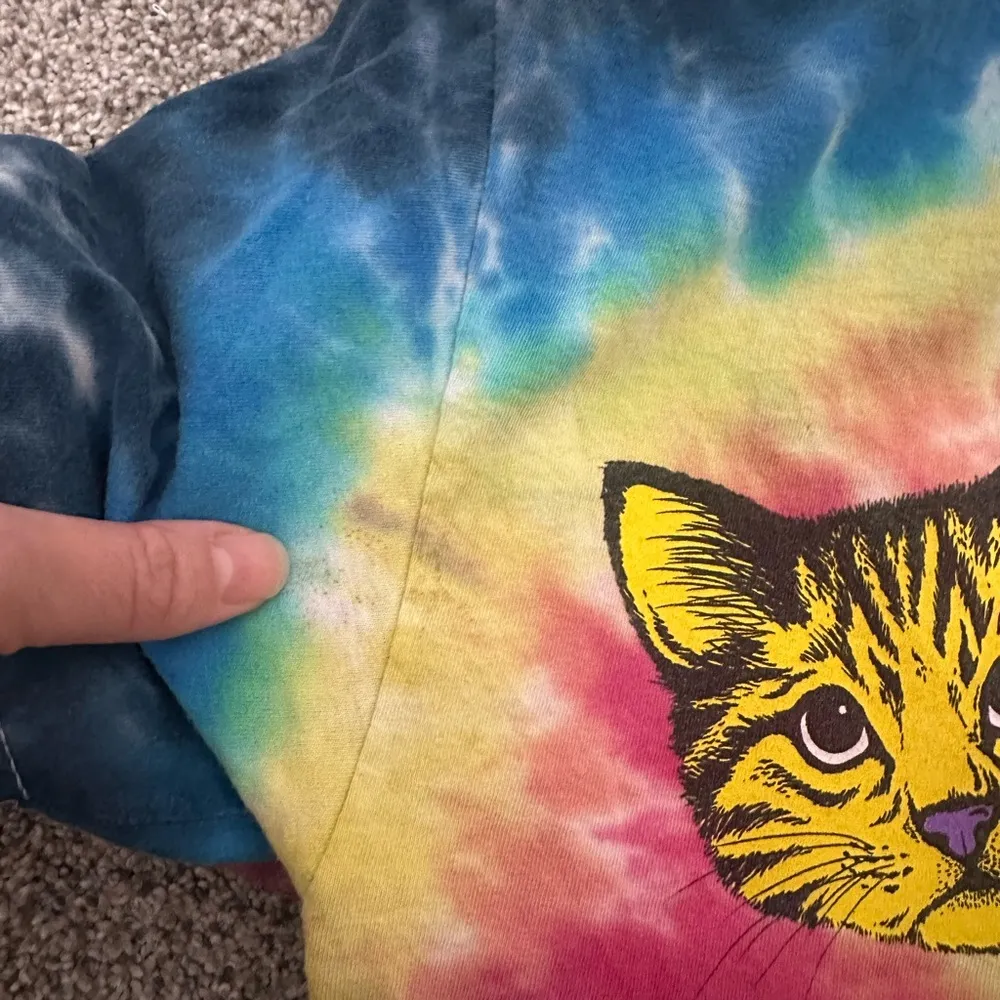 Colorful Tie-Dye Cat Print T-Shirt - Image 7