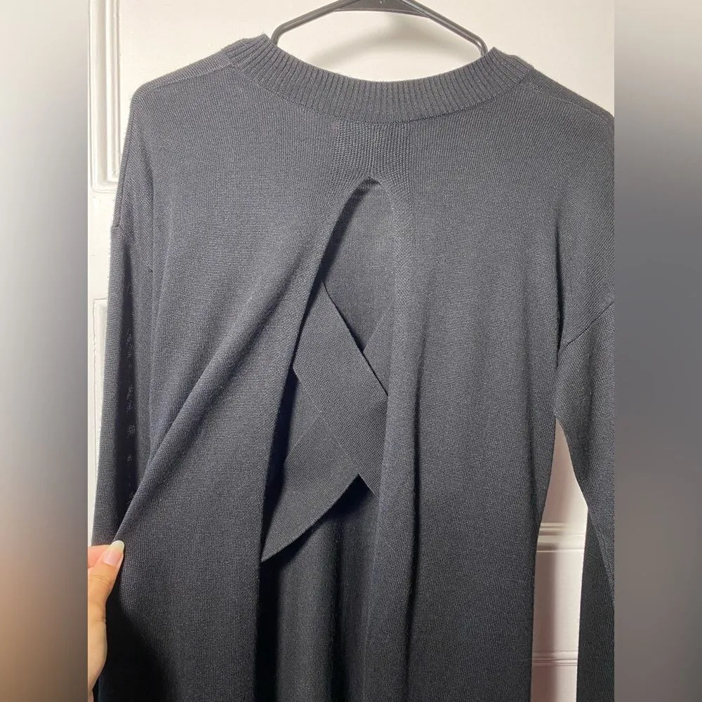 n:Philanthropy Ariel Open Crisscross Back Crewneck Sweater Black Sz Small - Image 7