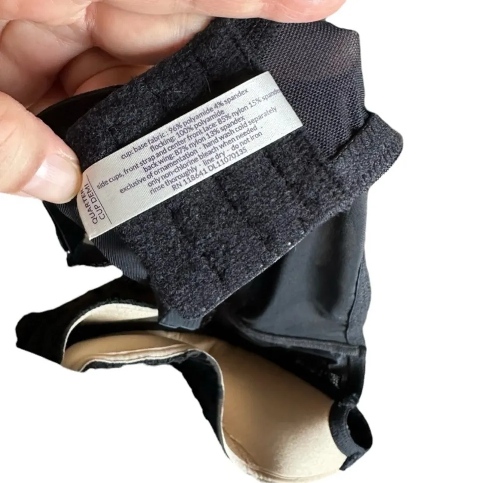 Cacique Seriously Sexy Collection Black Lace Peekaboo Cups Bra Size 44B - Image 6