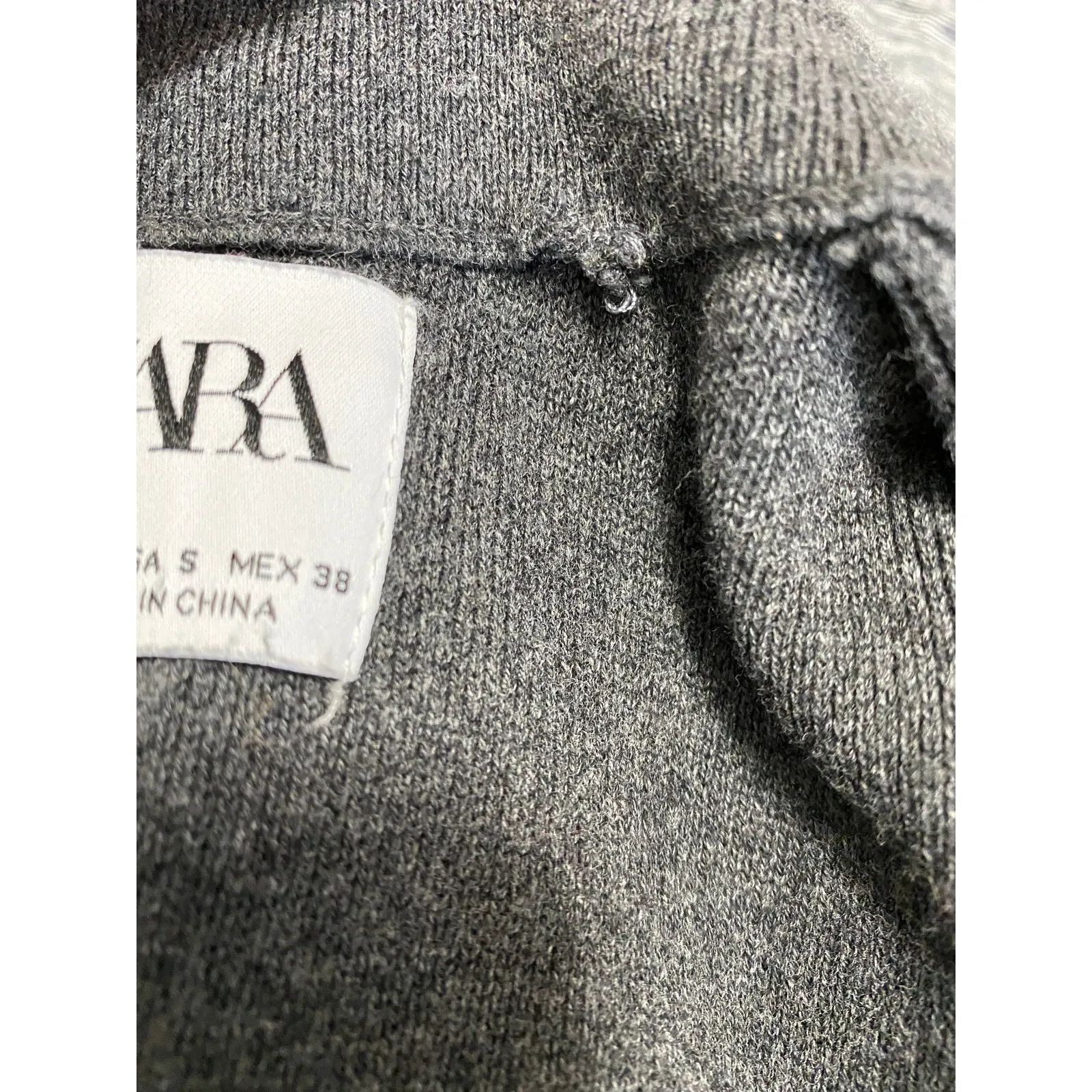 Zara Grey Cotton Blend Full Zip Long Sleeve Sweater Women's Size Small S - Image 6