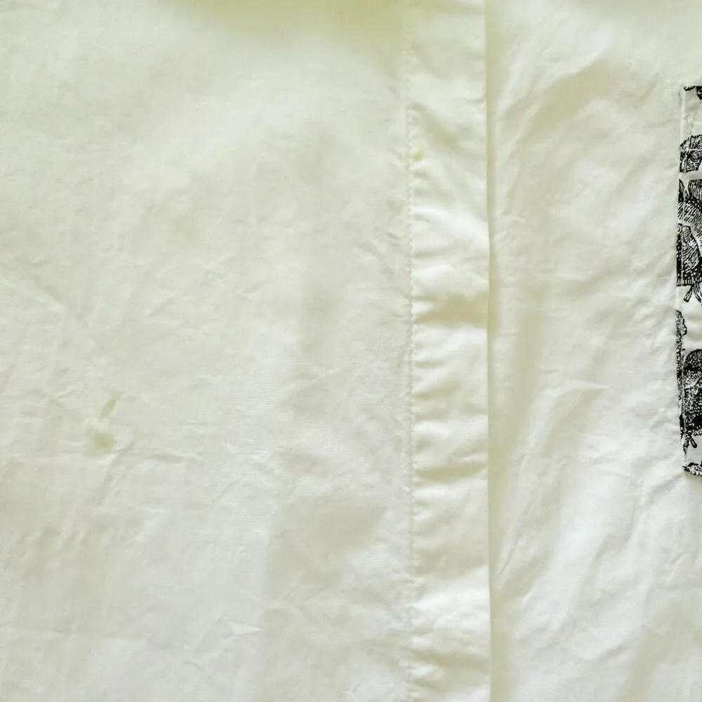 Thakoon White Button Down Shirt Black Floral Pocket Hidden Buttons Sz XL - Image 7