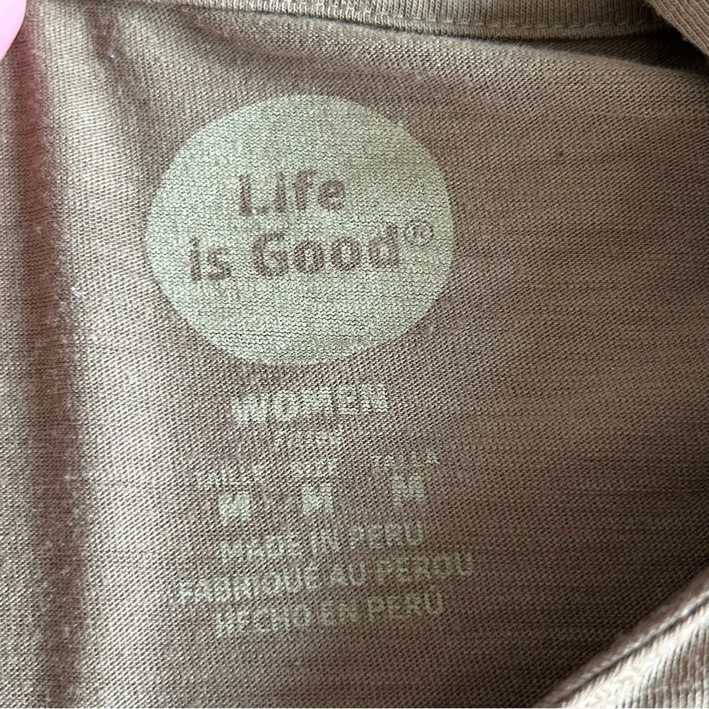 Life Is Good “GOOD VIBES” Lightweight, Long Sleeve Hoodie, Olive Green, Size M - Image 5