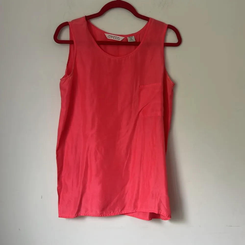 Vtg 90s Express Vintage Pink Silk Cropped Boxy Sleeveless Blouse and skort Sz S - Image 6