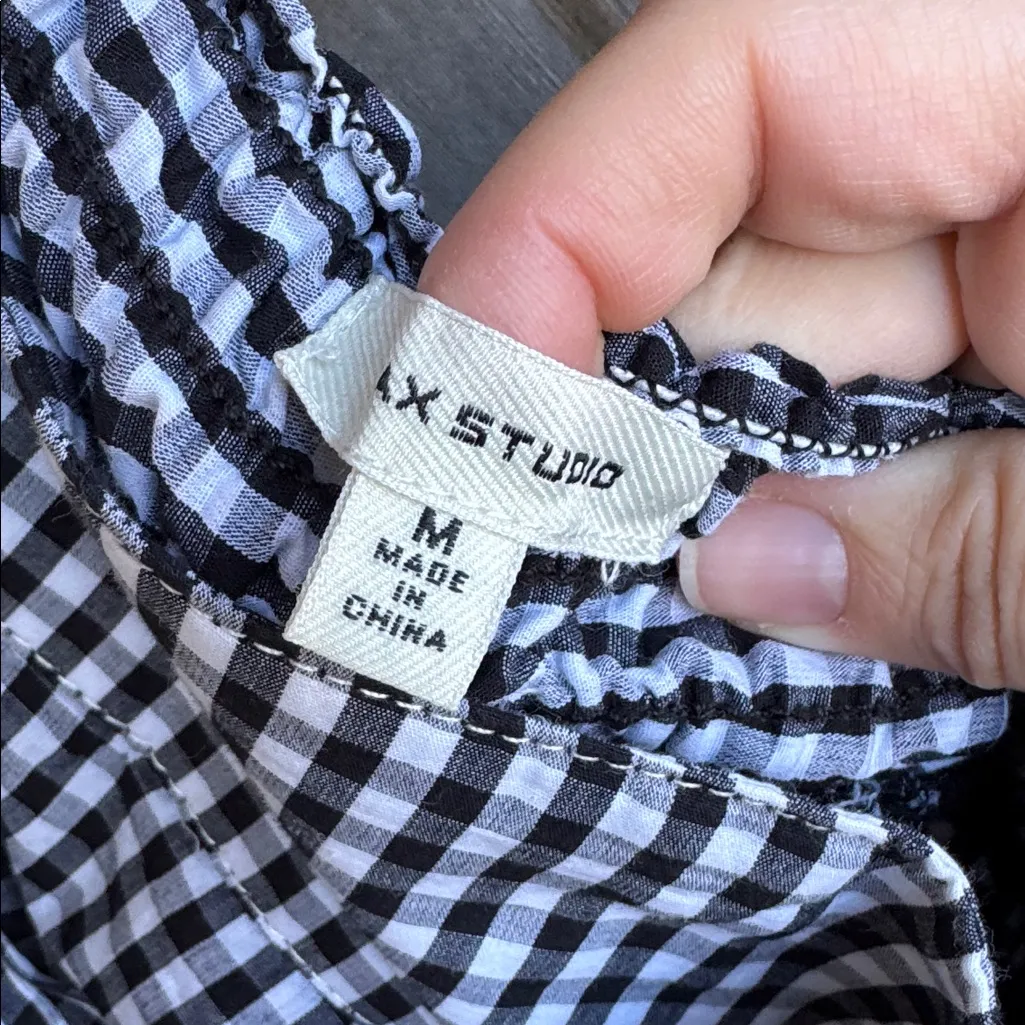 Max studio Black White Gingham check circle twirl high low asymmetrical skirt M - Image 3