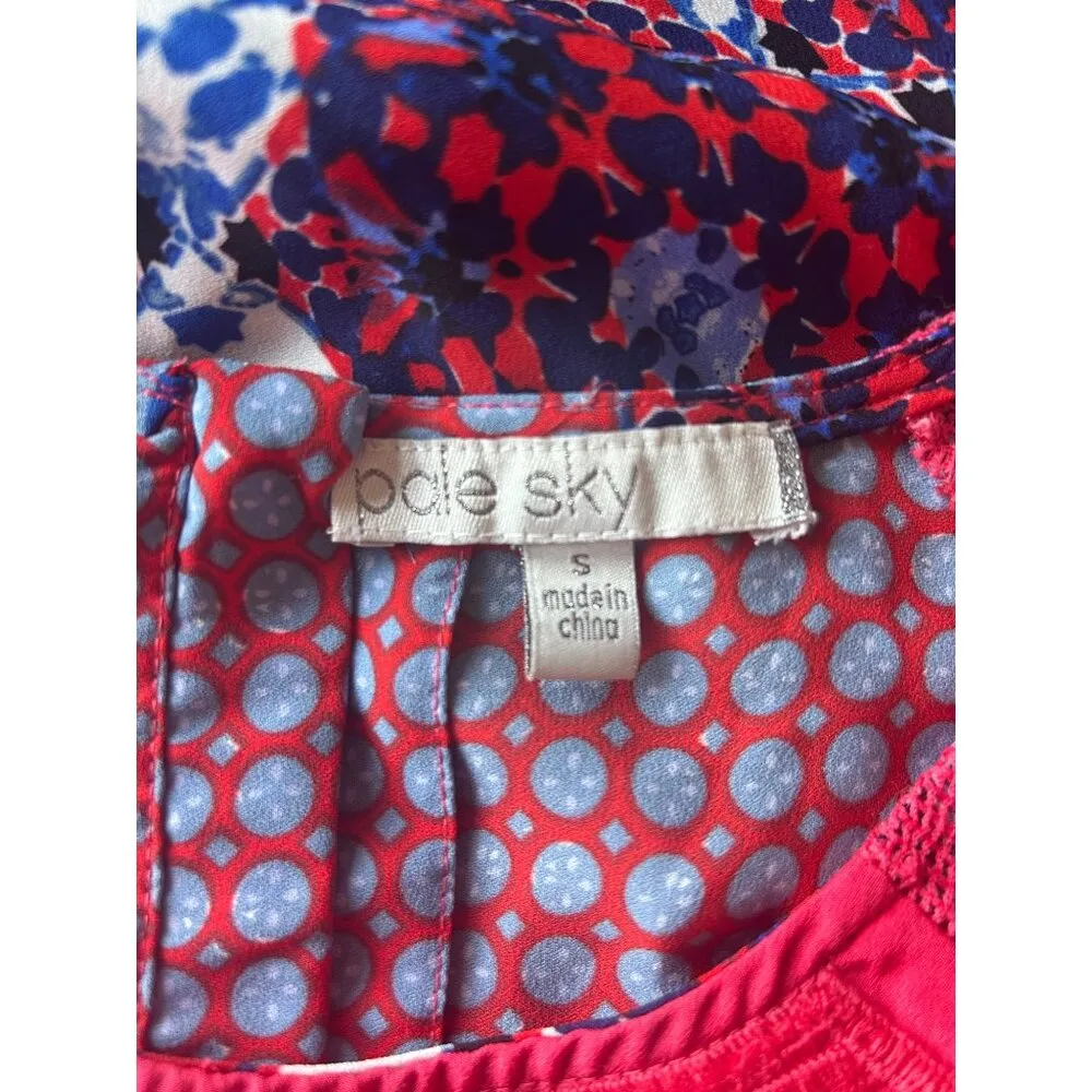 Pale Sky Red, Blue and White Patterned Tank Top Red - Image 5