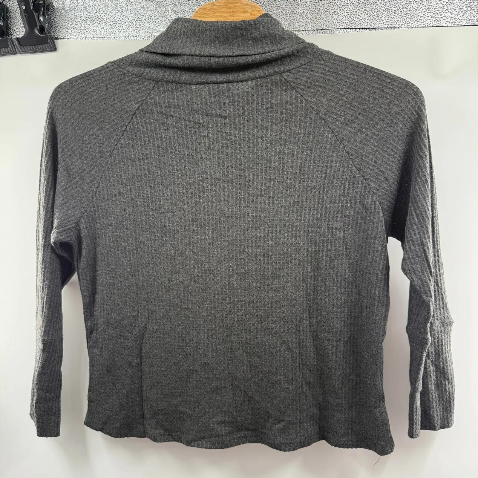 Bobeau Womens Top Gray Cowl Neck Long Sleeve Waffle Knit Pullover Top Size L - Image 6