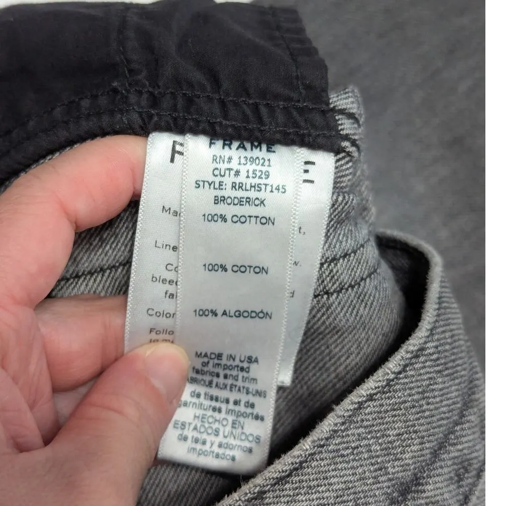 FRAME Denim Le High Straight Rigid Re-Release Jeans Broderick Faded Gray Black - Image 5