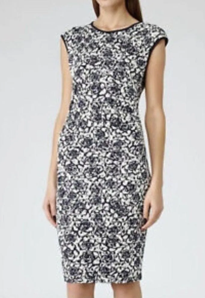 Reiss Ralli Bodycon Floral Lace Dress Blue White Size 0 - Image 3