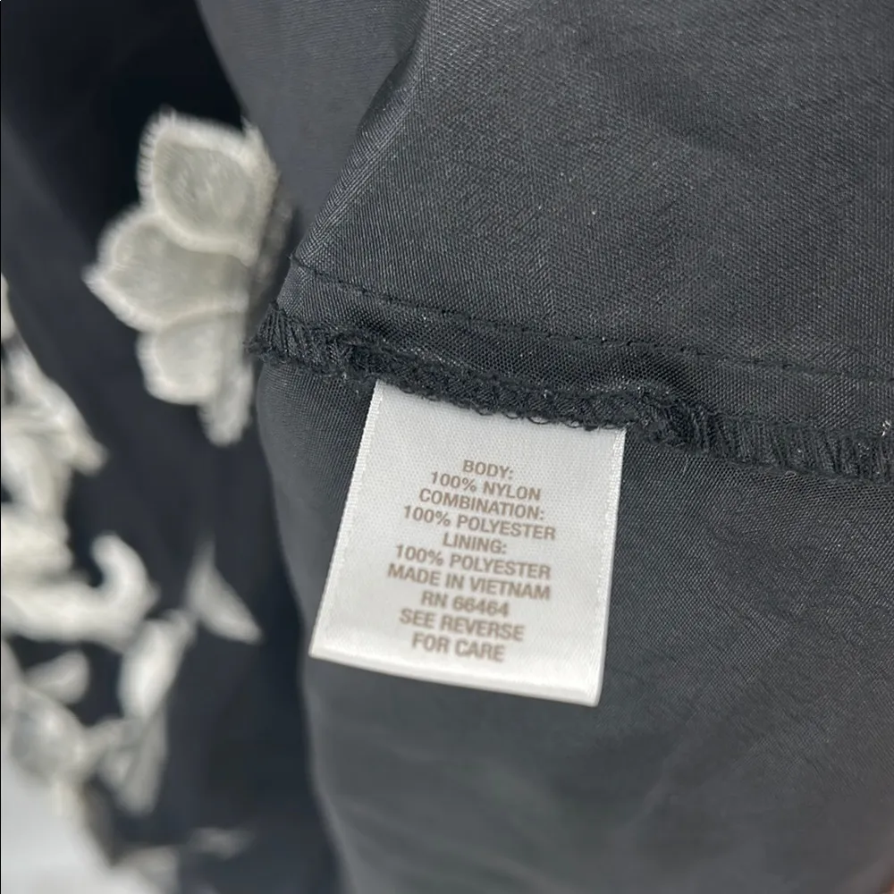 Sandra Darren Black White Dress embroidered floral mesh sleeveless cocktail 14 - Image 6