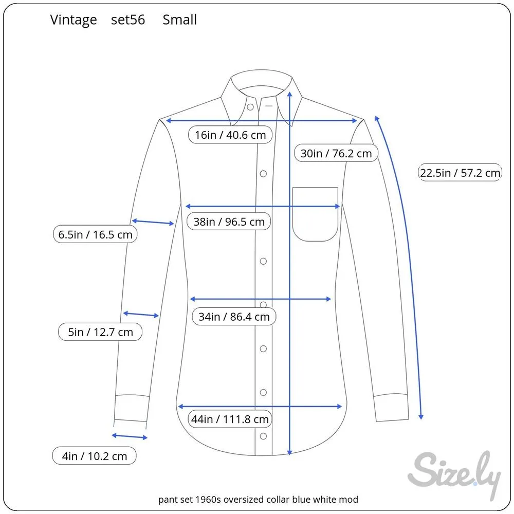 pant set 1960s oversized collar blue white mod - Image 2