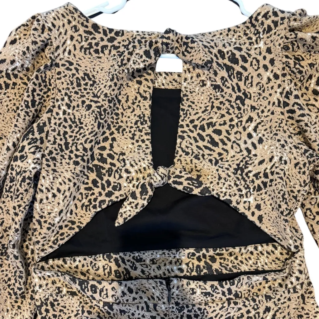 Anthropologie Maeve Animal Print Knit Cut Out Mini Dress - Image 7