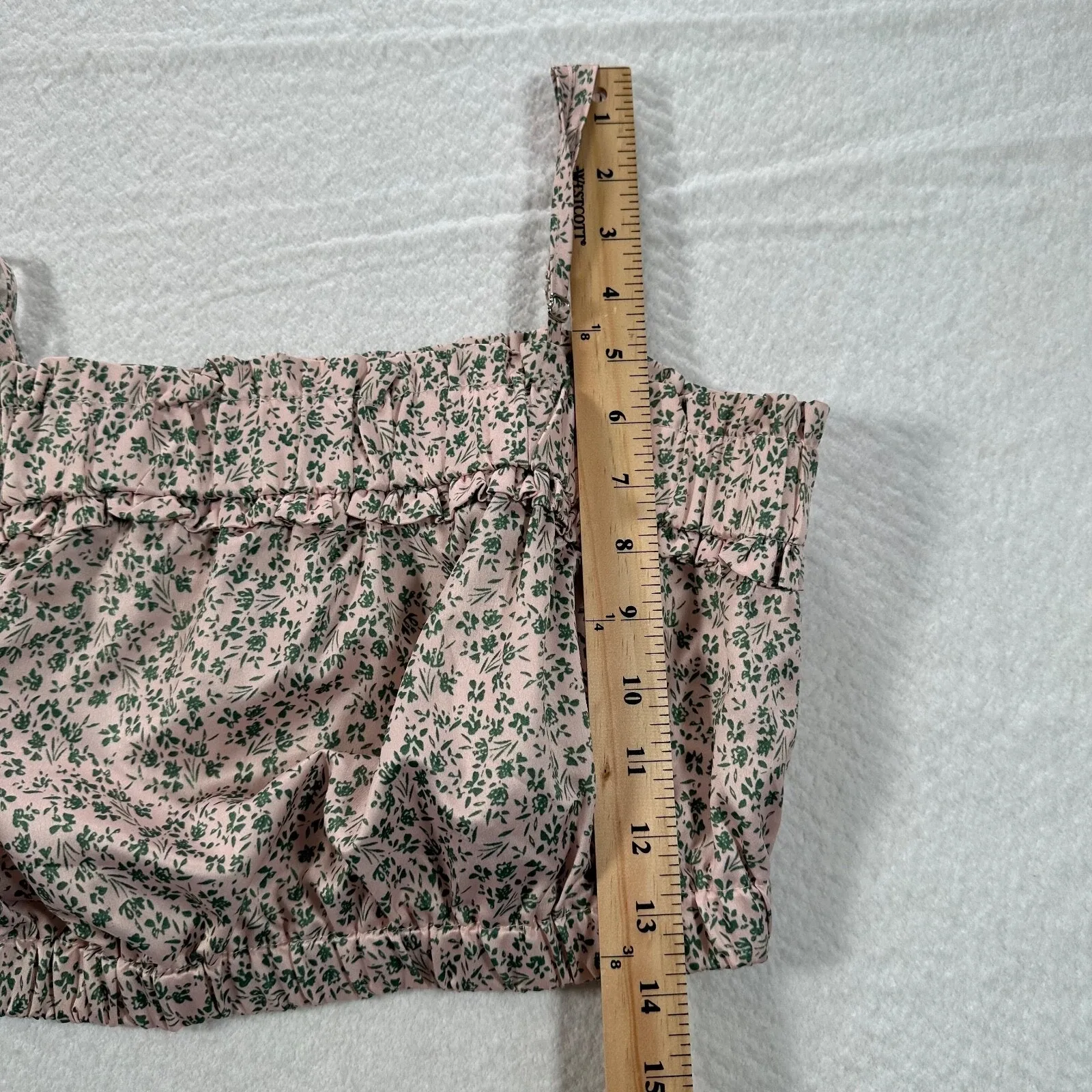 Whiteroom + Cactus Tube Top Spaghetti Strap Women's Large Pale Pink/Green Floral Pink - Image 4