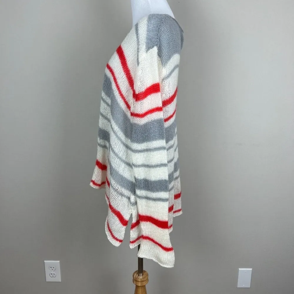 Wooden Ships Sweater Women M L Striped Long Sleeve Knit V-Neck Mohair Wool Blend - Image 5