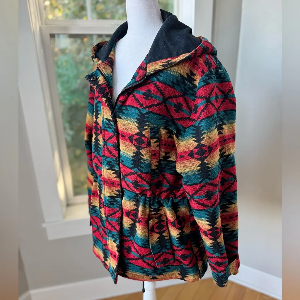 Vintage 90s Outback Trading Co Red Hooded Anorak Jacket Drawstring Waist Sz 1X - Image 2