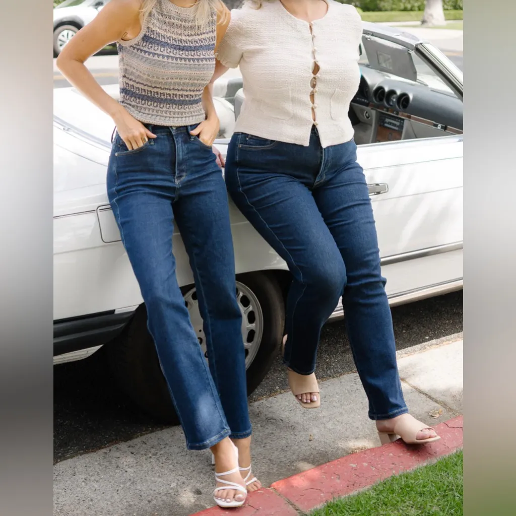 Judy Blue Daisy Tummy Control High Rise Straight Leg Jeans Sz‎ 28/7 NEW - Image 5