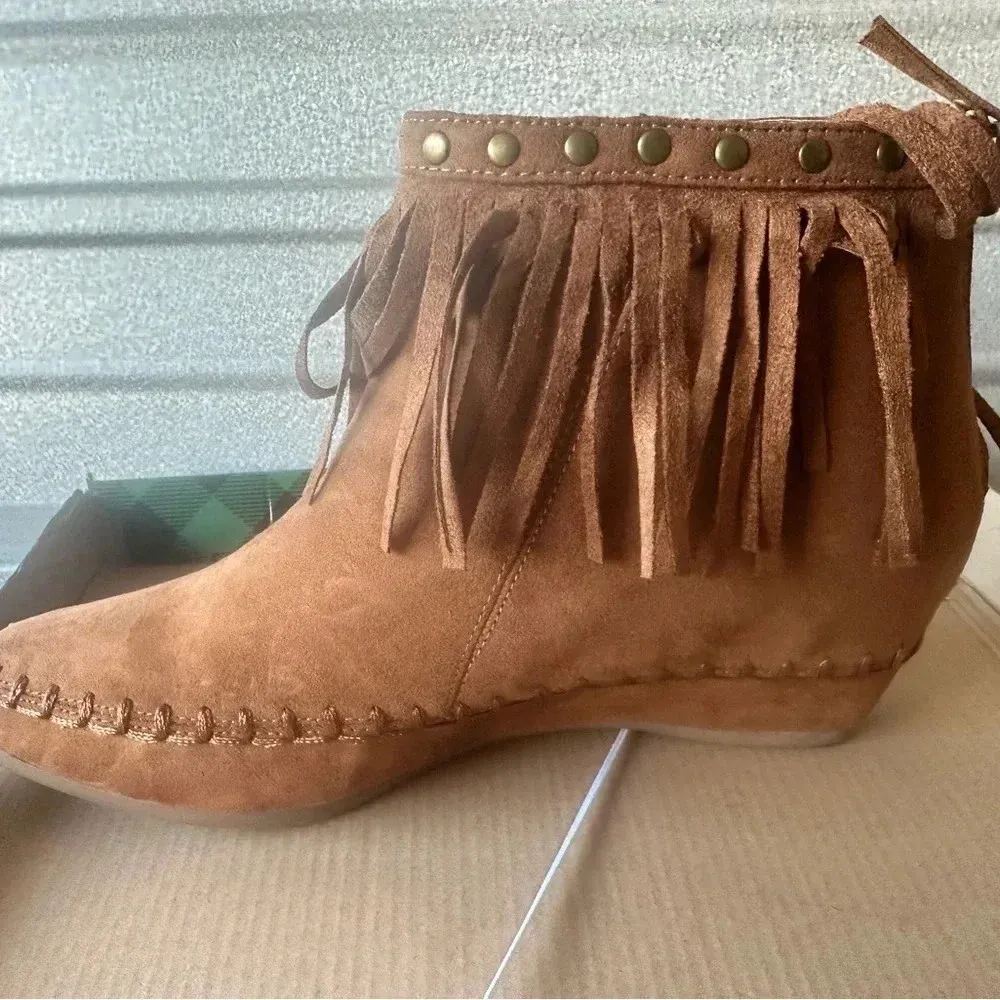 Arizona Jean Co. AZ TARLO Chestnut Fringe‎ Ankle Booties Women's Size 8 Medium - Image 4