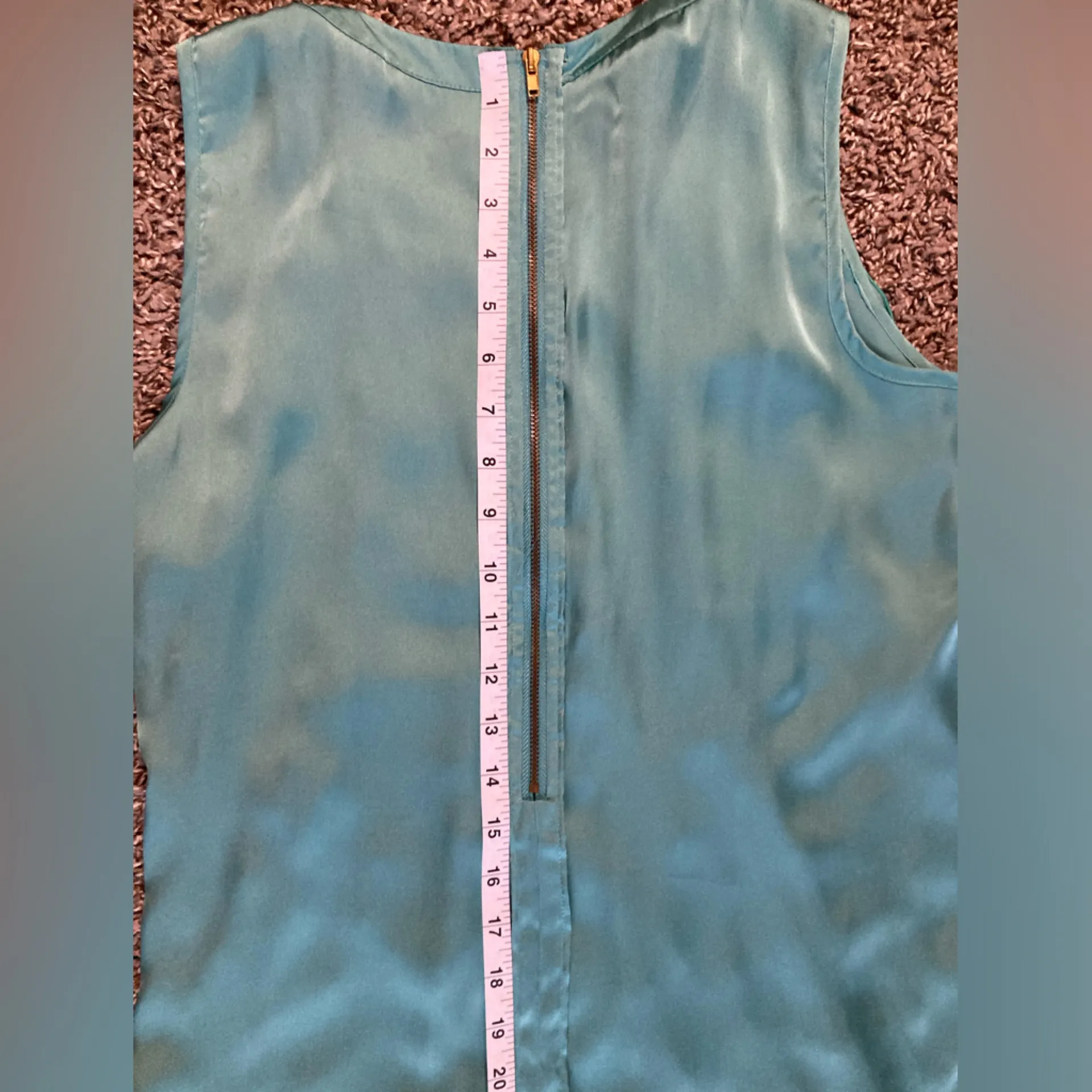 Kenar Teal Ruffle Front Sleeveless Top Exposed Back Zip L - Image 7