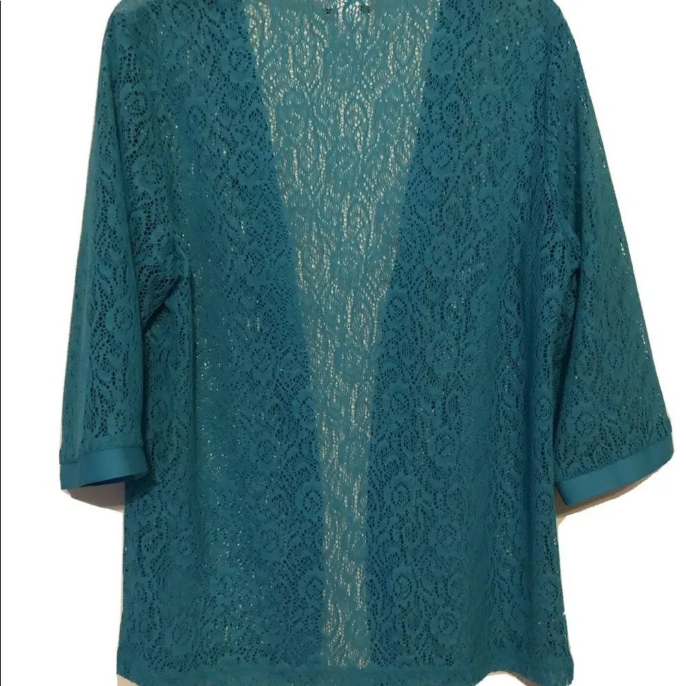 BON WORTH Womens Lace Open Front Cardian Size XS Jade - Image 5