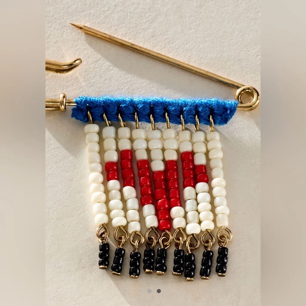 Free People Bead Baby Brooch White/Red NWT - Image 2