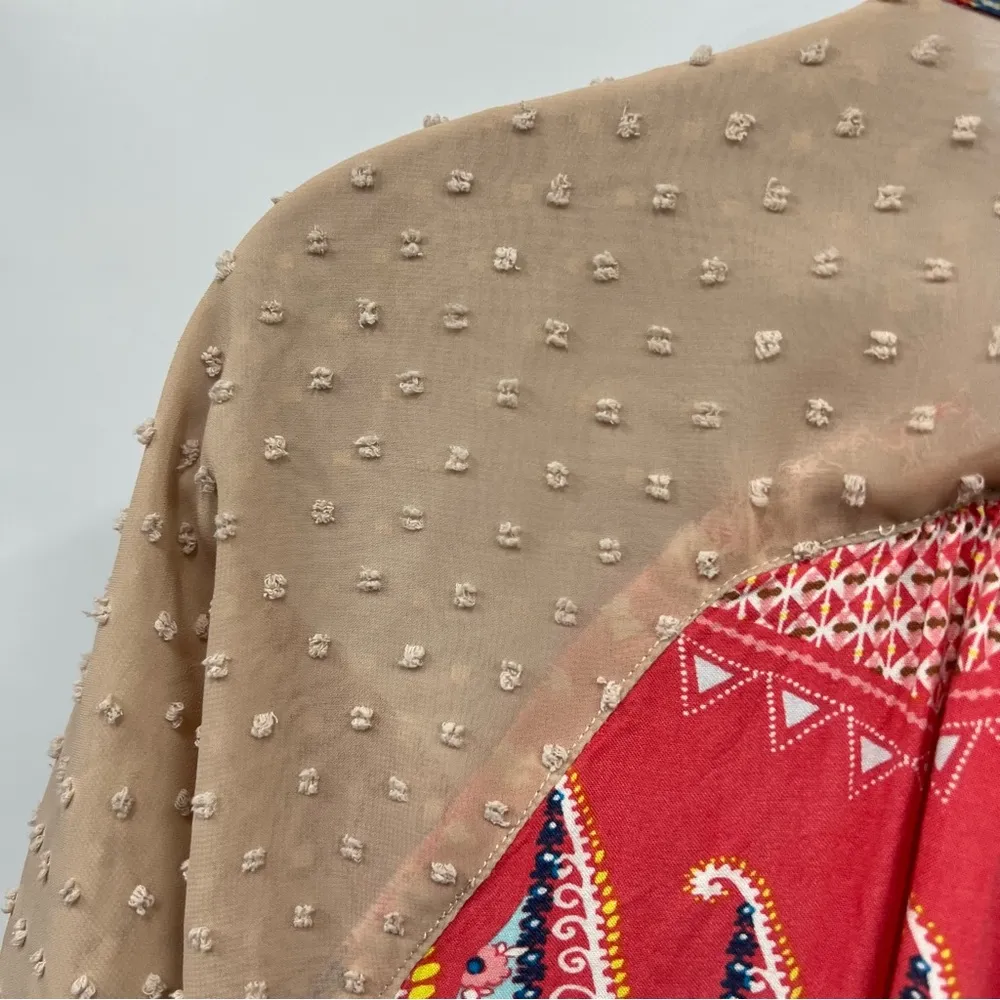 IVY JANE Duster Kimono Coverup  XS open cardigan mixed media print oversized - Image 7