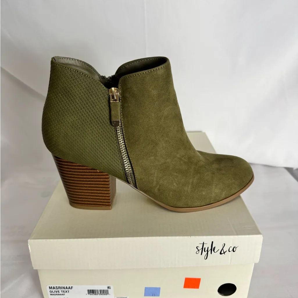 Style & Co. Green Ankle‎ Booties with Suede Finish - Image 2