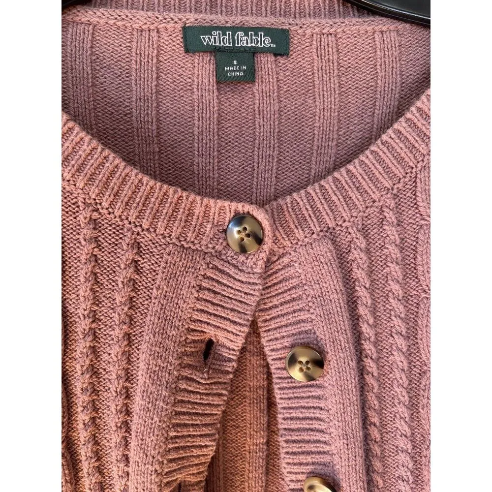Women’s Wild Fable Rose Knit Button Down Cardigan Size Small - Image 4